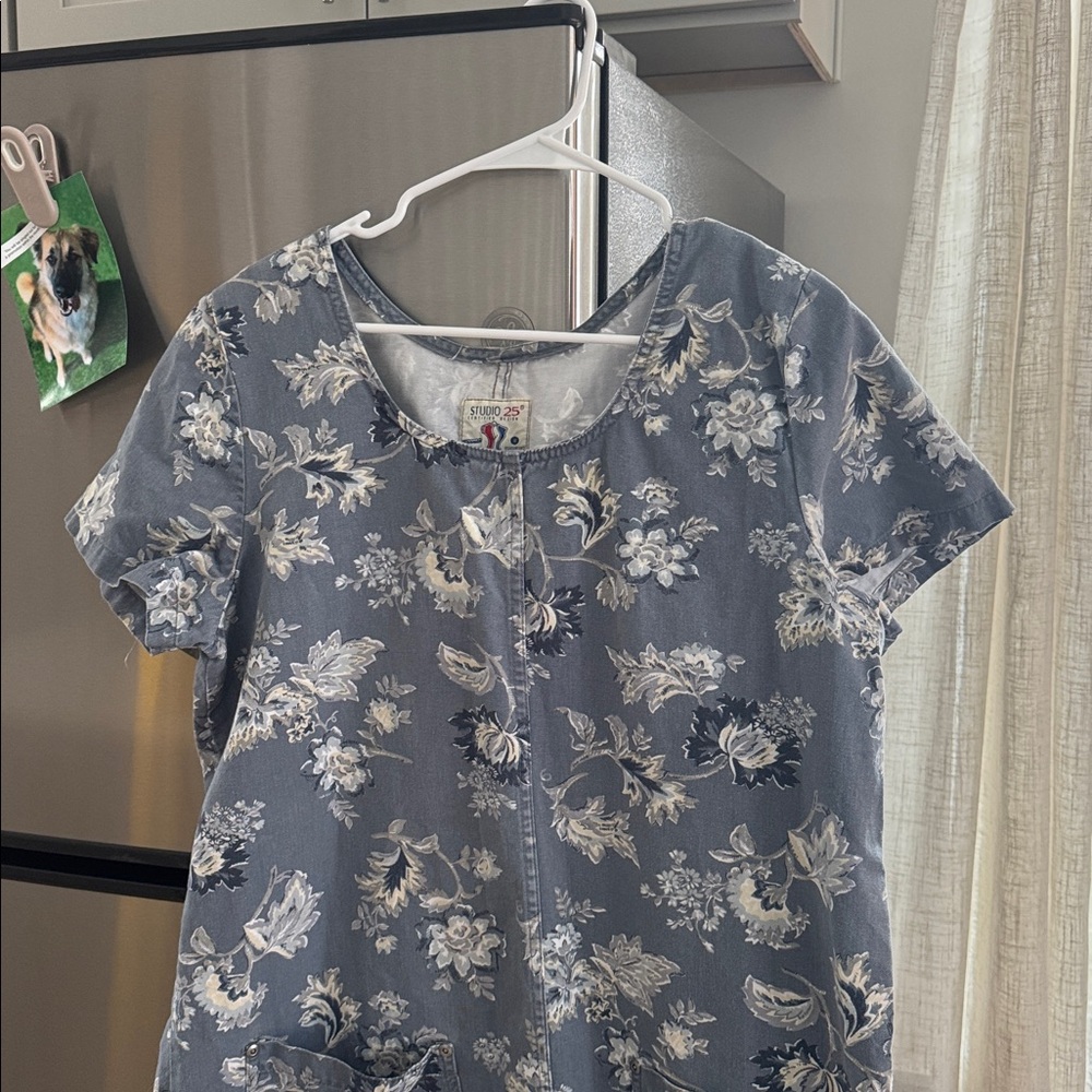 Studio 25 Vintage Floral Denim Shift Dress XL